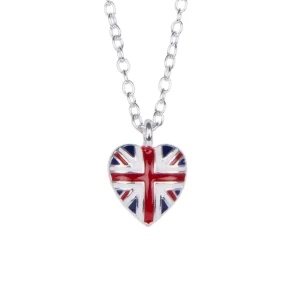 Cheap Union Jack Heart Pendant Necklace Jewellery & Pins
