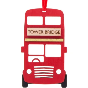 Outlet London Bus Hanging Wooden Decoration Christmas Decorations | Christmas Decorations
