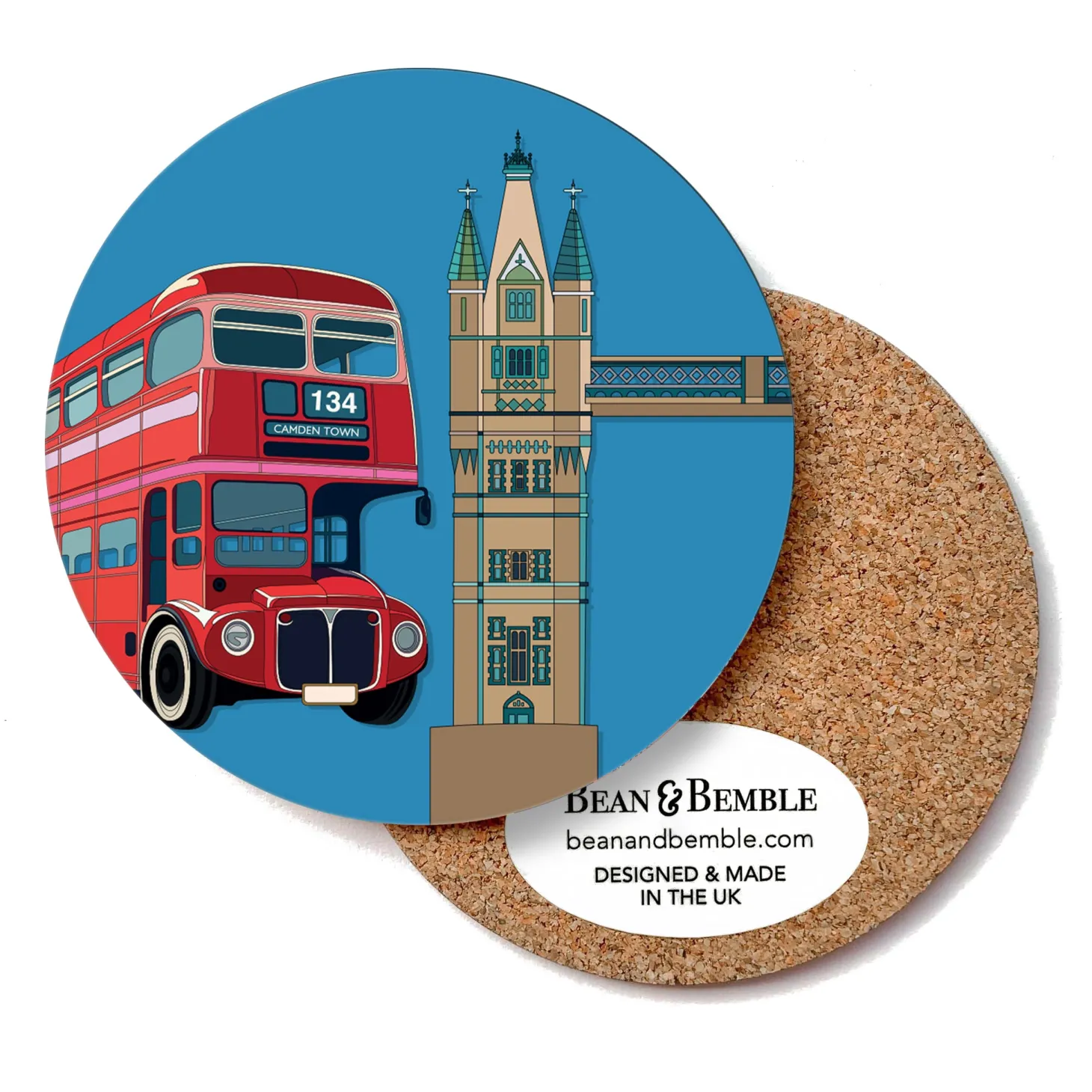 Cheap Bean & Bemble London City Tower Bridge & Bus Round Coaster Coasters | Tower Bridge Gifts
