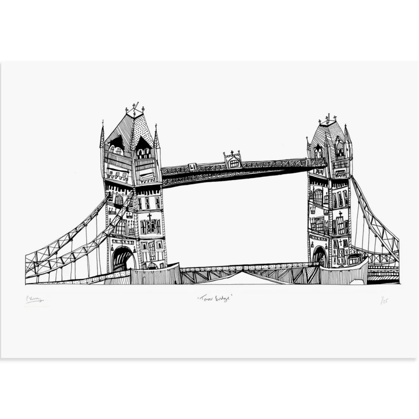 cecily_vessey_tower_bridge_a_print_0.webp Sale Tower Bridge A3 Print Prints & Posters | Tower Bridge Gifts
