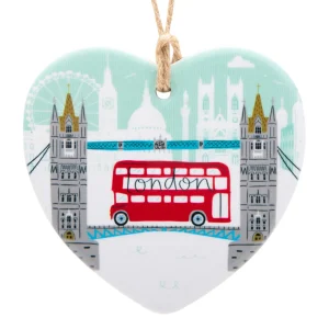 Cheap Tower Bridge Hanging Ceramic Heart Decoration Christmas Decorations | Christmas Decorations