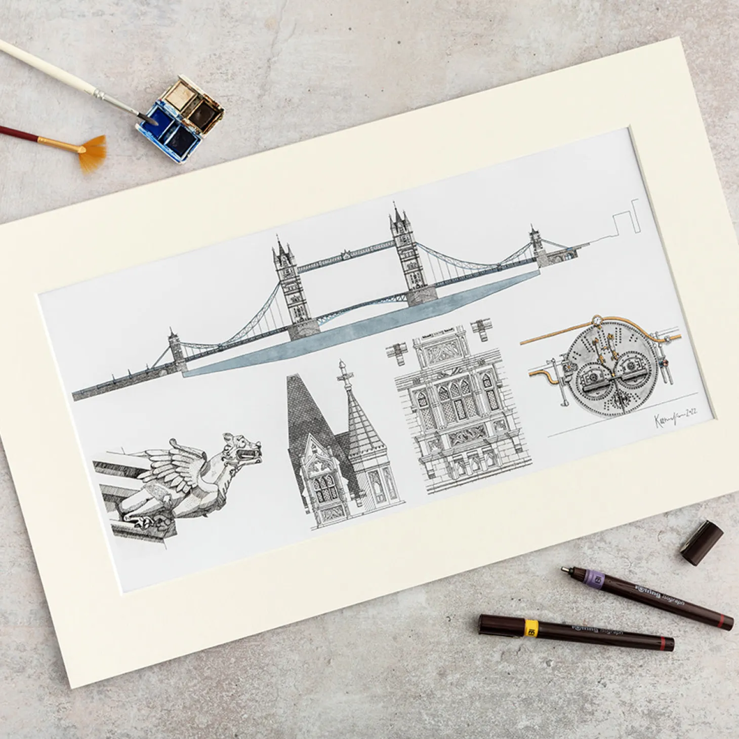 katherine_jones_tower_bridge_architectural_details_print___x__inches_0.webp Fashion Tower Bridge Architectural Details Print - 20 x 12 Inches Prints & Posters | Luxury Gifts