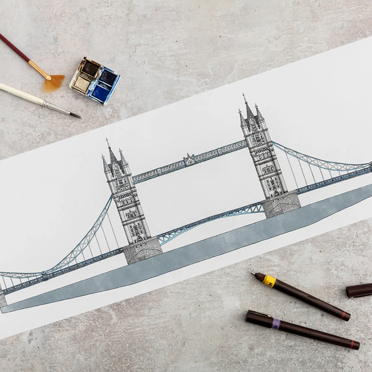 katherine_jones_tower_bridge_print__limited_amp_signed___x__inches__rolled_in_tube_0.webp Sale Tower Bridge Print - Limited & Signed - 36 x 7.5 Inches - Rolled in Tube Prints & Posters | Luxury Gifts