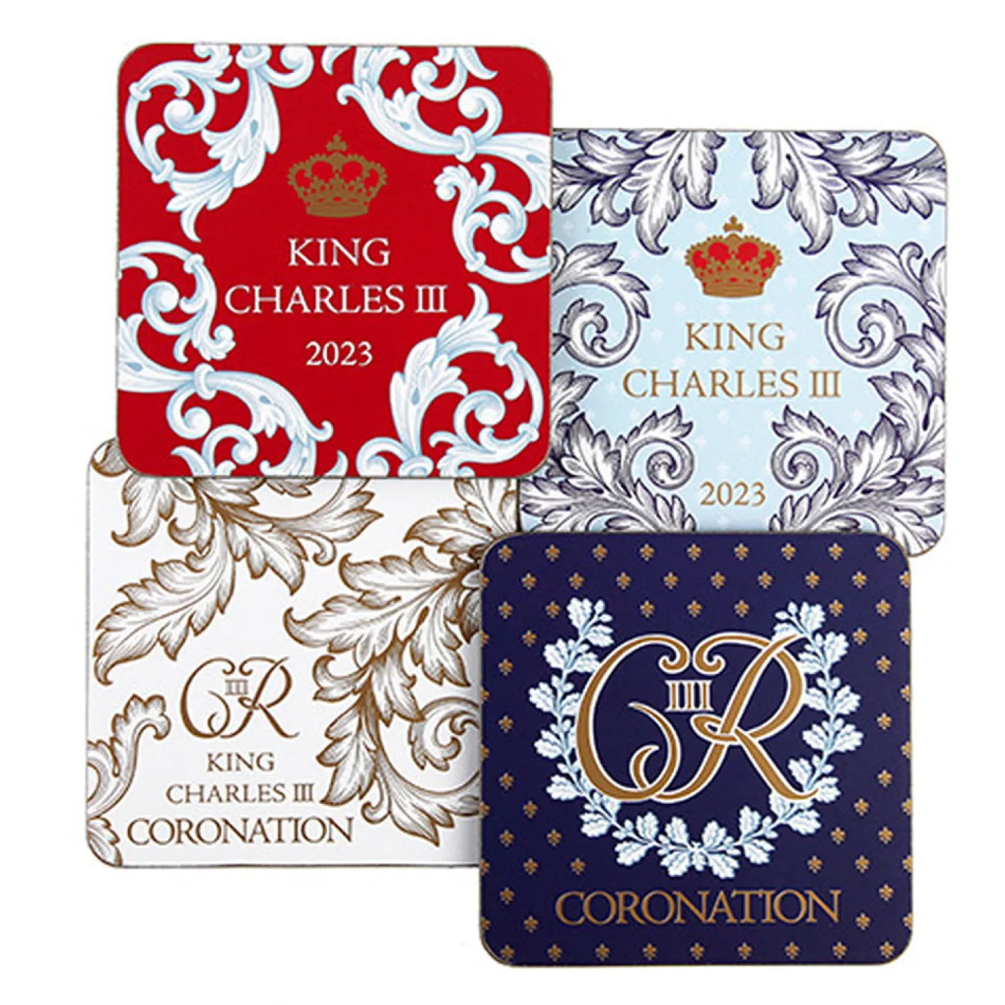 New King Charles III Coronation Regalia Coasters Set of 4 Coasters | Royal Gifts