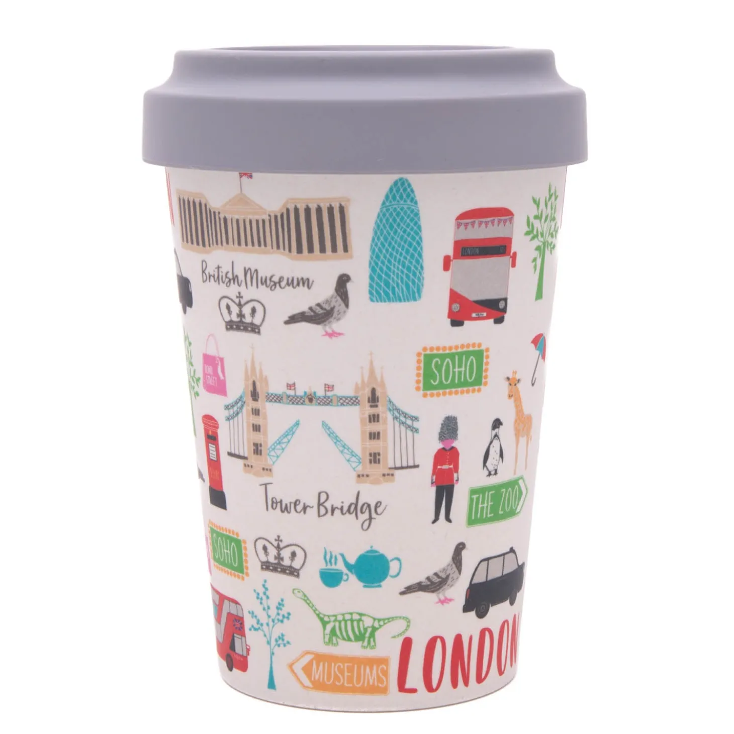 london_adventures_bamboo_travel_cup_by_milly_green_1.webp Sale London Adventures Bamboo Travel Cup by Mugs | Eco-friendly Gifts