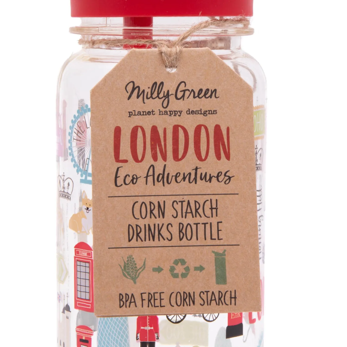 london_adventures_corn_starch_water_bottle_by_milly_green_1.webp Clearance London Adventures Corn Starch Water Bottle by Mugs | London Gifts