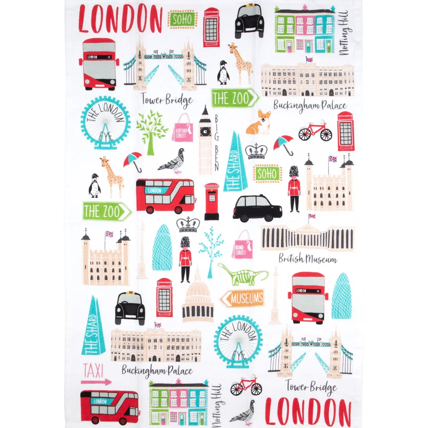 london_adventures_tea_towel_by_milly_green_0.webp Clearance London Adventures Tea Towel by Tea Towels | Eco-friendly Gifts