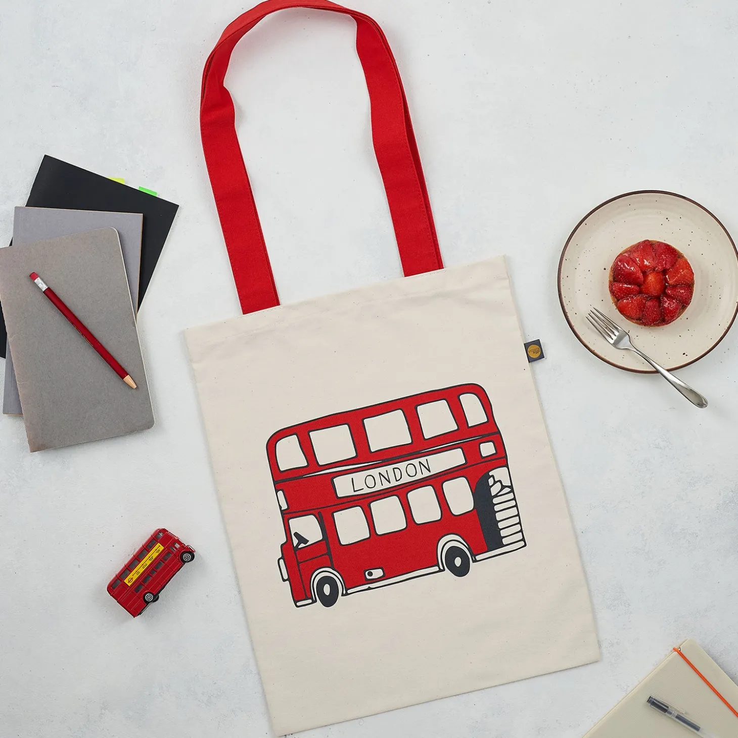 london_bus_amp_telephone_cotton_bag_by_victoria_eggs_2.webp Discount London Bus & Telephone Cotton Bag by Bags | London Gifts