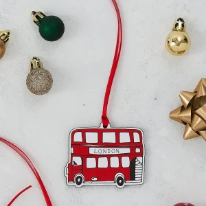 Shop London Bus Wooden Christmas Decoration by Victoria Eggs Christmas Decorations | Christmas Decorations