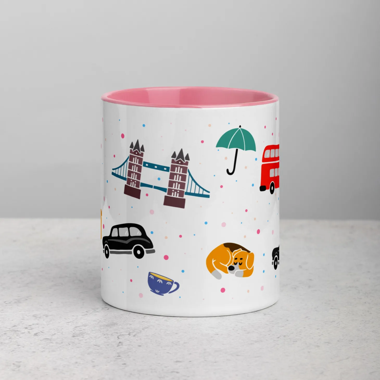 london_doodles__all_over_print__mug_with_colour_inside_13.webp Store London Doodles - All Over Print - Mug with Colour Inside Mugs | London Gifts