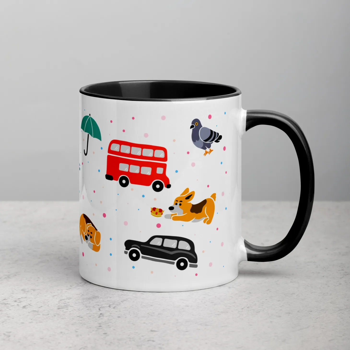 london_doodles__all_over_print__mug_with_colour_inside_3.webp Store London Doodles - All Over Print - Mug with Colour Inside Mugs | London Gifts