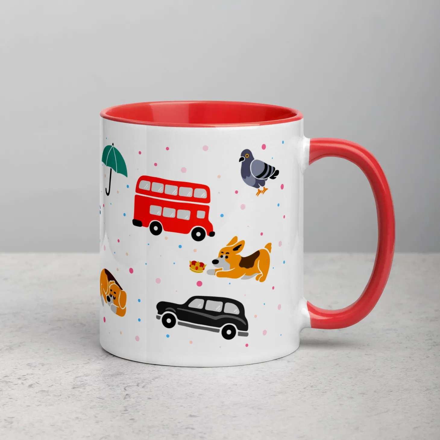 london_doodles__all_over_print__mug_with_colour_inside_6.webp Store London Doodles - All Over Print - Mug with Colour Inside Mugs | London Gifts