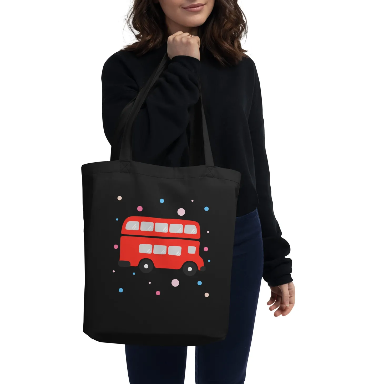 london_doodles__bus__eco_tote_bag_1.webp Store London Doodles - Bus - Eco Tote Bag Bags | London Gifts