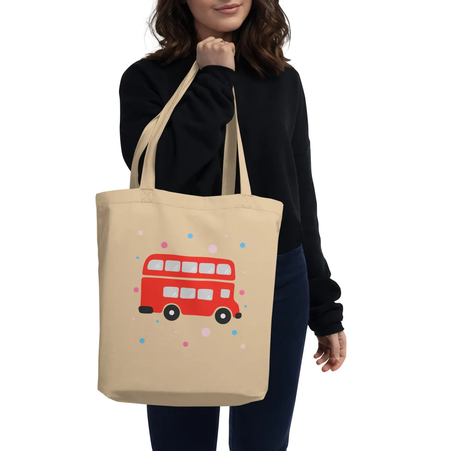 london_doodles__bus__eco_tote_bag_2.webp Store London Doodles - Bus - Eco Tote Bag Bags | London Gifts