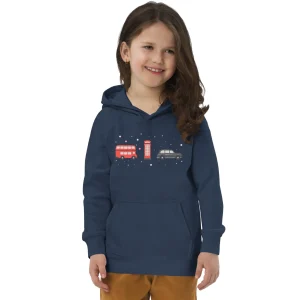 Online London Doodles - Bus / Phone / Taxi - Kids Eco Hoodie Kids Clothing | Children & Baby Clothing