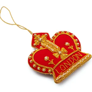 Discount London Royal Crown Stitched Christmas Decoration - Red Christmas Decorations | Christmas Decorations