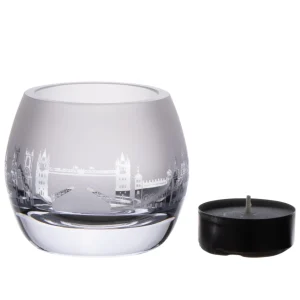 Online London Skyline Milford Glass Tealight Holder Glasses & Glassware | Luxury Gifts