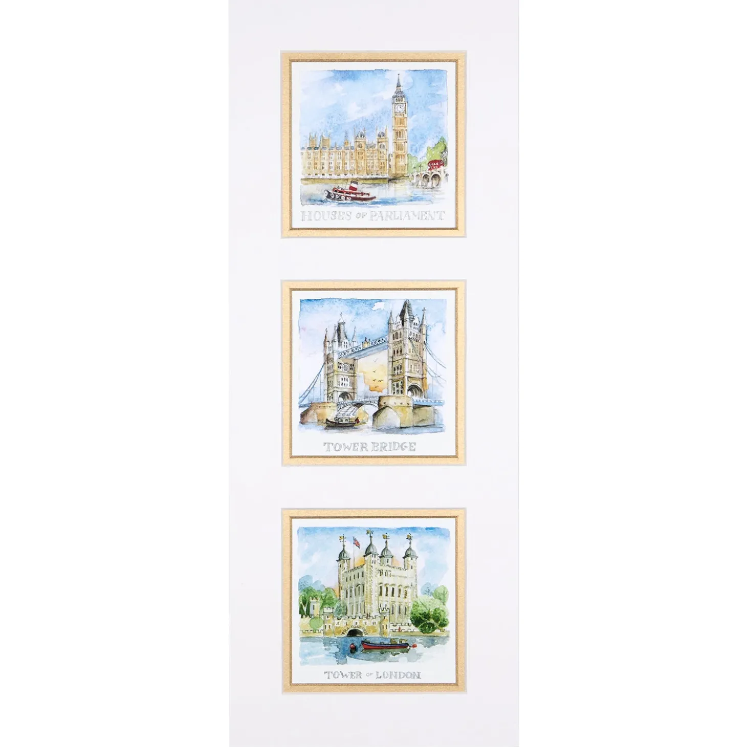 london_triple_mounted_print_by_little_england_0.webp Discount London Triple Mounted Print By Little England Prints & Posters | Tower Bridge Gifts