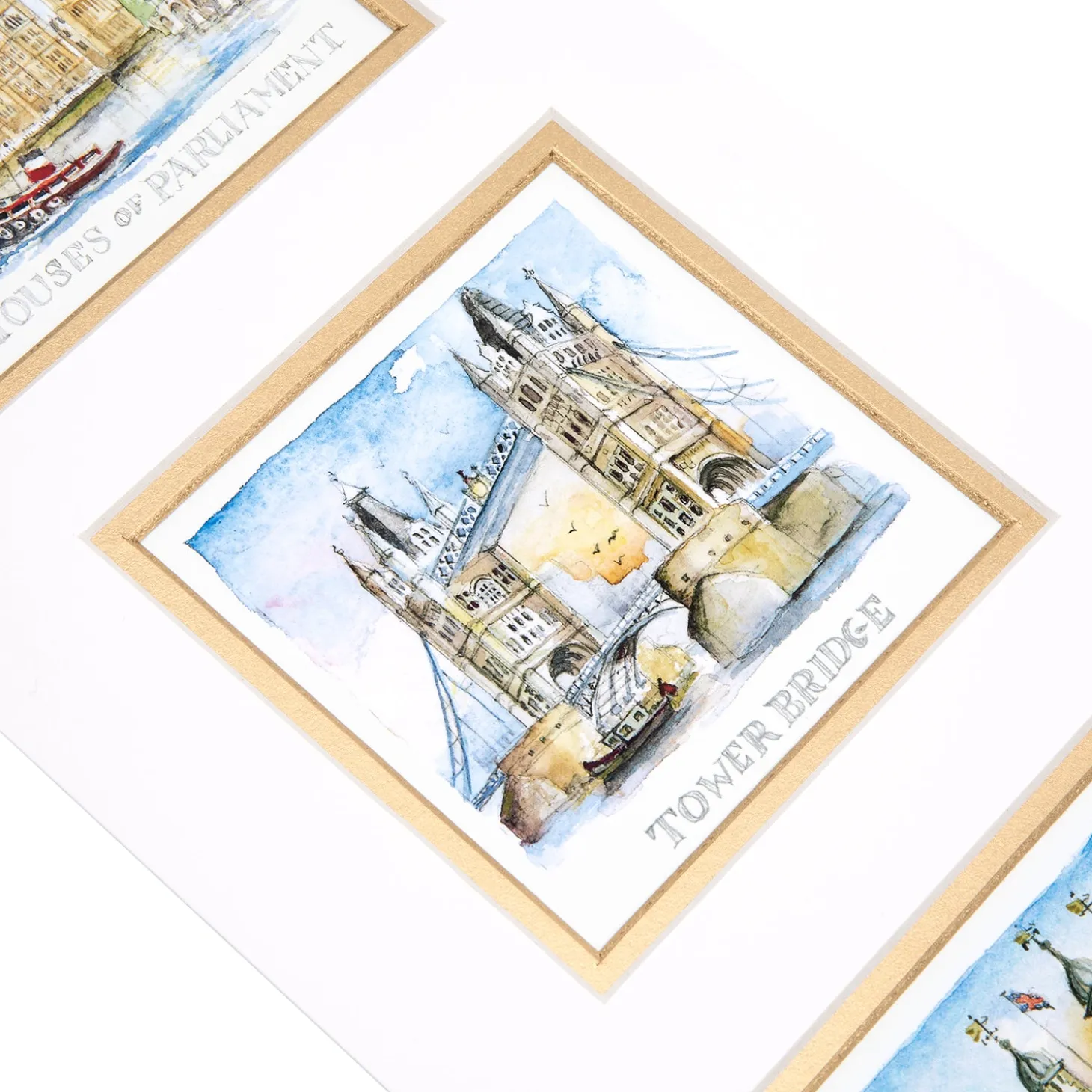 london_triple_mounted_print_by_little_england_1.webp Discount London Triple Mounted Print By Little England Prints & Posters | Tower Bridge Gifts