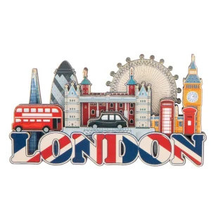 Discount London Union Jack & Skyline Layered Wood Magnet Magnets | Fridge Magnets