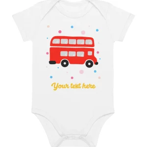 Store Personalised Custom Text - Baby Bodysuit - London Doodles - Bus Kids Clothing | Children & Baby Clothing