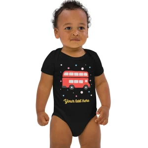 Store Personalised Custom Text - Baby Bodysuit - London Doodles - Bus Kids Clothing | Children & Baby Clothing