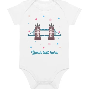 Cheap Personalised Custom Text - Baby Bodysuit - London Doodles - Tower Bridge Kids Clothing | Children & Baby Clothing