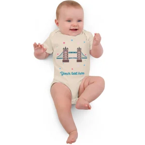 Cheap Personalised Custom Text - Baby Bodysuit - London Doodles - Tower Bridge Kids Clothing | Children & Baby Clothing