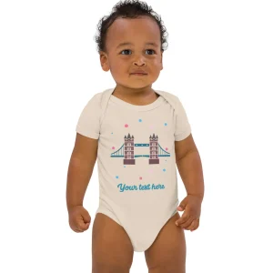 Cheap Personalised Custom Text - Baby Bodysuit - London Doodles - Tower Bridge Kids Clothing | Children & Baby Clothing