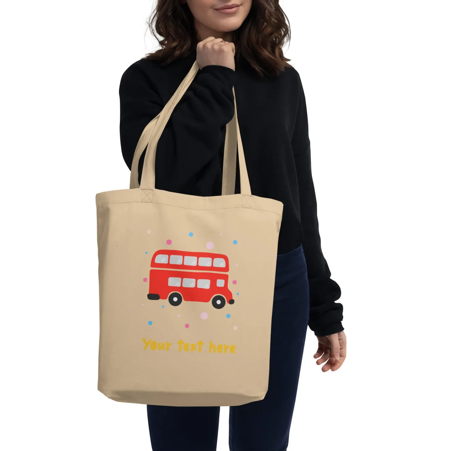personalised_custom_text__eco_tote_bag__london_doodles__bus_3.webp Fashion Personalised Custom Text - Eco Tote Bag - London Doodles - Bus Bags | London Gifts