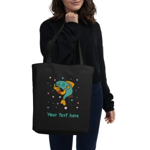 Store Personalised Custom Text - Eco Tote Bag - London Doodles - Fish & Chips Bags | London Gifts