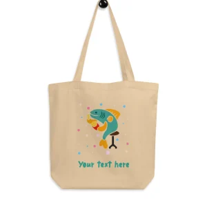 Store Personalised Custom Text - Eco Tote Bag - London Doodles - Fish & Chips Bags | London Gifts