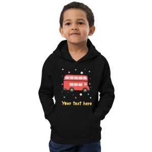 Fashion Personalised Custom Text - Kids Eco Hoodie - London Doodles - Bus Kids Clothing | Children & Baby Clothing