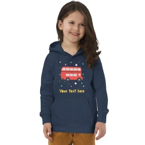Fashion Personalised Custom Text - Kids Eco Hoodie - London Doodles - Bus Kids Clothing | Children & Baby Clothing