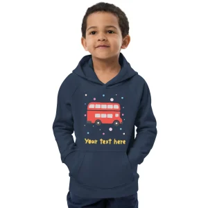 Fashion Personalised Custom Text - Kids Eco Hoodie - London Doodles - Bus Kids Clothing | Children & Baby Clothing
