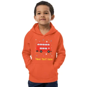 Fashion Personalised Custom Text - Kids Eco Hoodie - London Doodles - Bus Kids Clothing | Children & Baby Clothing