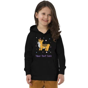 Cheap Personalised Custom Text - Kids Eco Hoodie - London Doodles - Royal Corgi Kids Clothing | Children & Baby Clothing