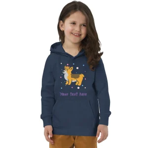 Cheap Personalised Custom Text - Kids Eco Hoodie - London Doodles - Royal Corgi Kids Clothing | Children & Baby Clothing
