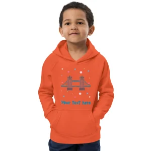 Fashion Personalised Custom Text - Kids Eco Hoodie - London Doodles - Tower Bridge Kids Clothing | Children & Baby Clothing