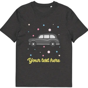 Fashion Personalised Custom Text - Organic Cotton Adults Unisex T-Shirt - London Doodles - Taxi Clothing | London Gifts