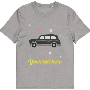 Fashion Personalised Custom Text - Organic Cotton Adults Unisex T-Shirt - London Doodles - Taxi Clothing | London Gifts