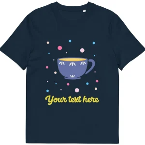 Clearance Personalised Custom Text - Organic Cotton Adults Unisex T-Shirt - London Doodles - Cup Of Tea Clothing | London Gifts