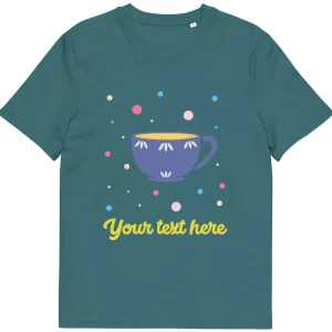 Clearance Personalised Custom Text - Organic Cotton Adults Unisex T-Shirt - London Doodles - Cup Of Tea Clothing | London Gifts