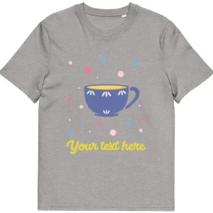 Clearance Personalised Custom Text - Organic Cotton Adults Unisex T-Shirt - London Doodles - Cup Of Tea Clothing | London Gifts