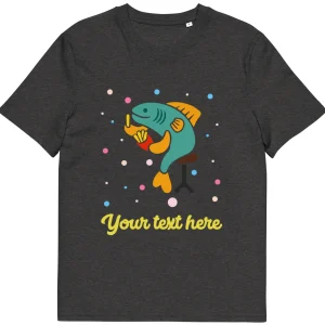 Hot Personalised Custom Text - Organic Cotton Adults Unisex T-Shirt - London Doodles - Fish & Chips Clothing | London Gifts