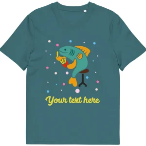 Hot Personalised Custom Text - Organic Cotton Adults Unisex T-Shirt - London Doodles - Fish & Chips Clothing | London Gifts