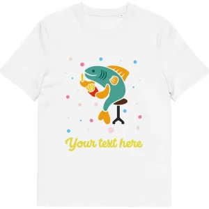 Hot Personalised Custom Text - Organic Cotton Adults Unisex T-Shirt - London Doodles - Fish & Chips Clothing | London Gifts