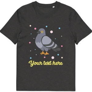 Fashion Personalised Custom Text - Organic Cotton Adults Unisex T-Shirt - London Doodles - Pigeon Clothing | London Gifts