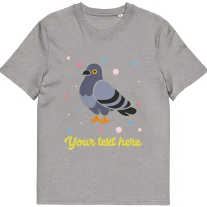 Fashion Personalised Custom Text - Organic Cotton Adults Unisex T-Shirt - London Doodles - Pigeon Clothing | London Gifts