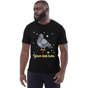 Fashion Personalised Custom Text - Organic Cotton Adults Unisex T-Shirt - London Doodles - Pigeon Clothing | London Gifts
